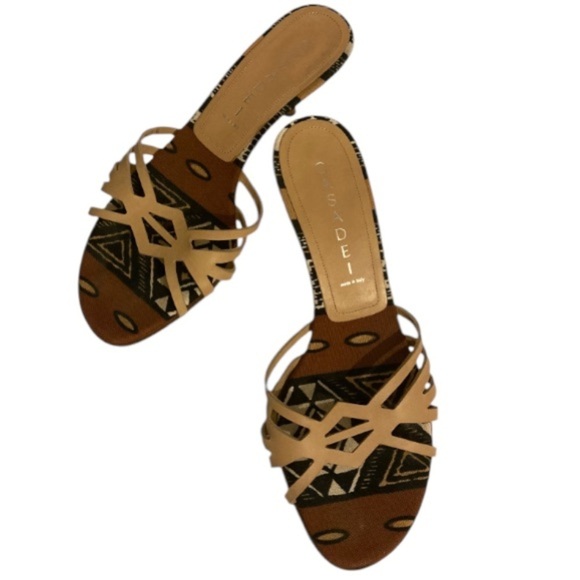 Casadei Leather Sandal Slides Kitten heel Made in Italy - Picture 2 of 8